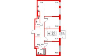 Квартира в ЖК Квартал Лаголово, 3 комнатная, 77.01 м², 7 этаж