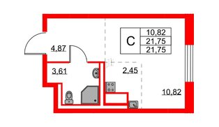 Квартира в ЖК «Квартал Лаголово», студия, 21.75 м², 5 этаж