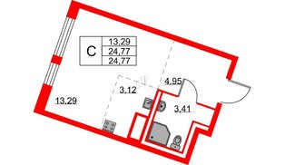 Квартира в ЖК Квартал Лаголово, студия, 24.77 м², 10 этаж