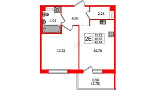 Квартира в ЖК «IQ», 1 комнатная, 41.9 м², 7 этаж