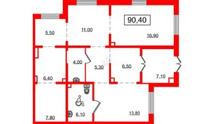 Помещение в ЖК Заповедный парк, 90.4 м², 1 этаж