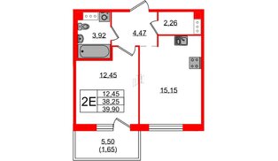 Квартира в ЖК «IQ», 1 комнатная, 39.7 м², 8 этаж