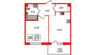 Квартира в ЖК «IQ», 1 комнатная, 41.6 м², 1 этаж