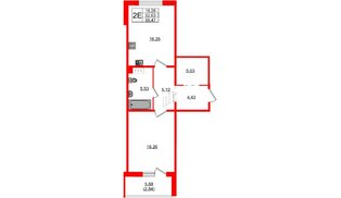 Квартира в ЖК «IQ», 1 комнатная, 54.9 м², 1 этаж