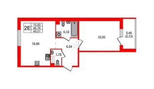 Квартира в ЖК «IQ», 1 комнатная, 48.8 м², 8 этаж