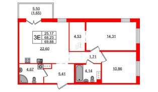 Квартира в ЖК «IQ», 2 комнатная, 70 м², 8 этаж