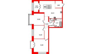 Квартира в ЖК «Наука», 3 комнатная, 96 м², 9 этаж