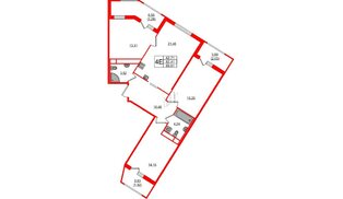 Квартира в ЖК Квартал «Воронцовский», 3 комнатная, 89.61 м², 3 этаж