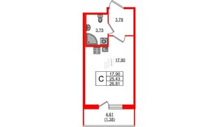 Квартира в ЖК UP-квартал Воронцовский, студия, 26.81 м², 12 этаж