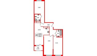 Квартира в ЖК Квартал «Воронцовский», 3 комнатная, 86.87 м², 1 этаж