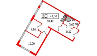 Апартаменты в ЖК Апарт-отель «Начало», 1 комнатные, 41.8 м², 13 этаж