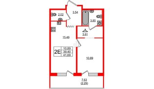 Квартира в ЖК Квартал «Воронцовский», 1 комнатная, 41.69 м², 11 этаж