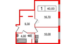 Апартаменты в ЖК Апарт-отель «Начало», 1 комнатные, 40 м², 5 этаж