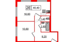 Апартаменты в ЖК Апарт-отель «Начало», 1 комнатные, 40.4 м², 10 этаж