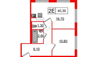 Апартаменты в ЖК Апарт-отель «Начало», 1 комнатные, 40.3 м², 8 этаж