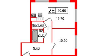 Апартаменты в ЖК Апарт-отель «Начало», 1 комнатные, 40.6 м², 10 этаж