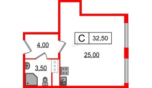 Апартаменты в ЖК Апарт-отель «Начало», студия, 32.5 м², 10 этаж