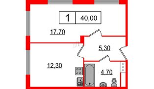 Апартаменты в ЖК Апарт-отель «Начало», 1 комнатные, 40 м², 12 этаж