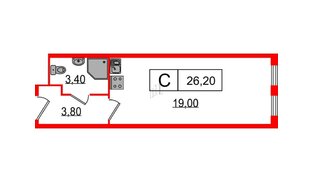 Апартаменты в ЖК Апарт-отель «Начало», студия, 26.2 м², 4 этаж