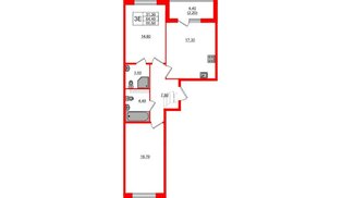 Квартира в ЖК Пулковский дом, 2 комнатная, 66.6 м², 4 этаж