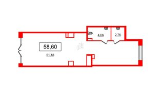 Помещение в ЖК Сенат, 58.6 м², 1 этаж