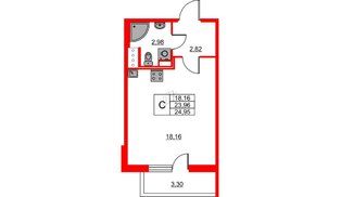 Квартира в ЖК Лето, студия, 24.95 м², 4 этаж