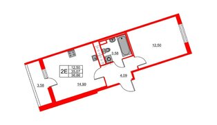 Квартира в ЖК «Лето», 1 комнатная, 36.86 м², 15 этаж