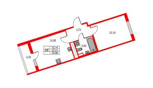 Квартира в ЖК «Лето», 1 комнатная, 34.98 м², 11 этаж