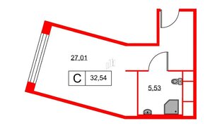Апартаменты в ЖК Вольта, студия, 32.54 м², 2 этаж