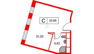Апартаменты в ЖК Вольта, студия, 25.66 м², 3 этаж