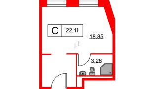 Апартаменты в ЖК Вольта, студия, 22.11 м², 9 этаж