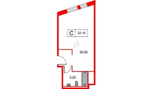 Апартаменты в ЖК Вольта, студия, 32.16 м², 10 этаж