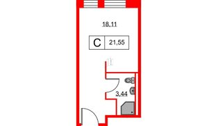 Апартаменты в ЖК Вольта, студия, 21.55 м², 12 этаж