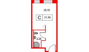 Апартаменты в ЖК Вольта, студия, 21.56 м², 13 этаж