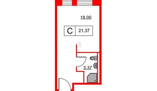 Апартаменты в ЖК Вольта, студия, 21.37 м², 14 этаж