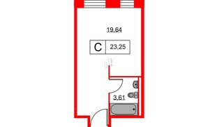 Апартаменты в ЖК Вольта, студия, 23.25 м², 13 этаж