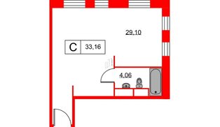 Апартаменты в ЖК Вольта, студия, 33.16 м², 6 этаж