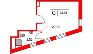 Апартаменты в ЖК Вольта, студия, 23.75 м², 5 этаж