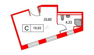 Апартаменты в ЖК Вольта, студия, 19.93 м², 2 этаж