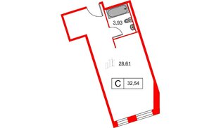 Апартаменты в ЖК Вольта, студия, 32.54 м², 6 этаж