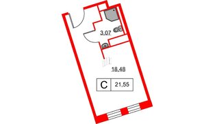 Апартаменты в ЖК Вольта, студия, 21.55 м², 2 этаж