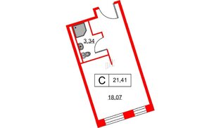 Апартаменты в ЖК Вольта, студия, 21.41 м², 2 этаж