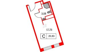 Апартаменты в ЖК Вольта, студия, 20.83 м², 2 этаж