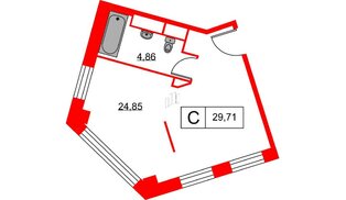 Апартаменты в ЖК Вольта, студия, 29.71 м², 7 этаж