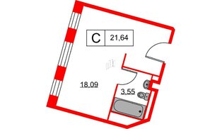 Апартаменты в ЖК Вольта, студия, 21.64 м², 3 этаж