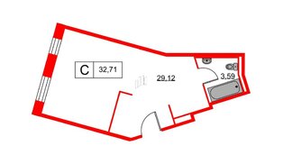 Апартаменты в ЖК Вольта, студия, 32.71 м², 13 этаж