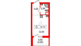 Квартира в ЖК А101 Всеволожск, студия, 20.8 м², 8 этаж
