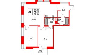 Квартира в ЖК TALENTO, 2 комнатная, 71.33 м², 4 этаж