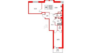 Квартира в ЖК TALENTO, 2 комнатная, 77.62 м², 5 этаж