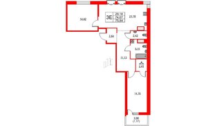 Квартира в ЖК TALENTO, 2 комнатная, 76.18 м², 6 этаж